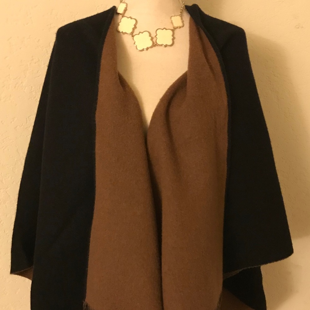 The Kooples Chic Wool Reversible Poncho Italian OS